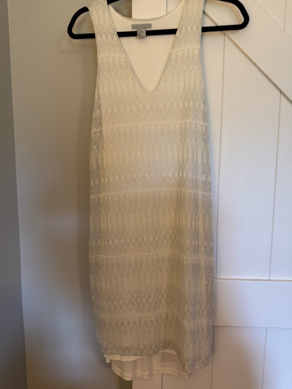 H&M Ivory Lace-Overlay V-Neck Midi Dress - Brand New